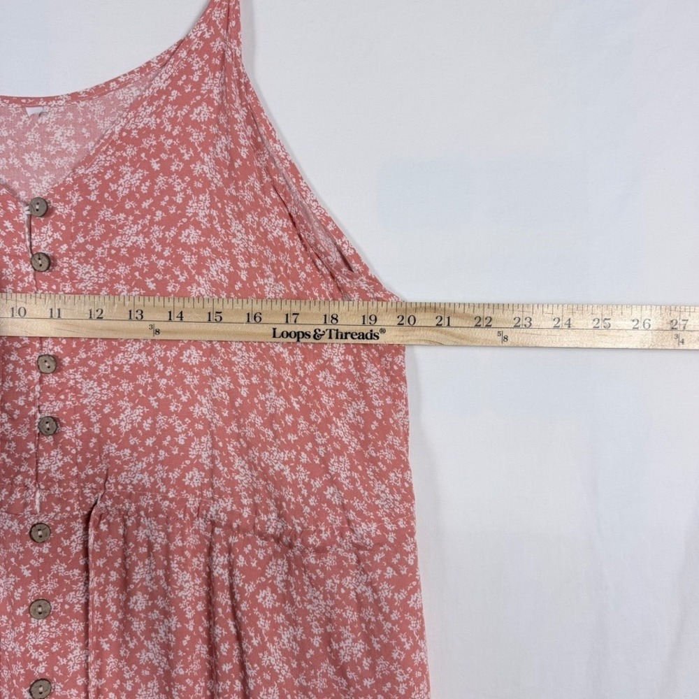 Floral Rose Pink Maxi Dress XL Drawstring Waist Soft Feminine Cottage Country - Picture 6 of 9